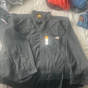 Carhartt Men's Casual Button Down Shirt - Dark Gray